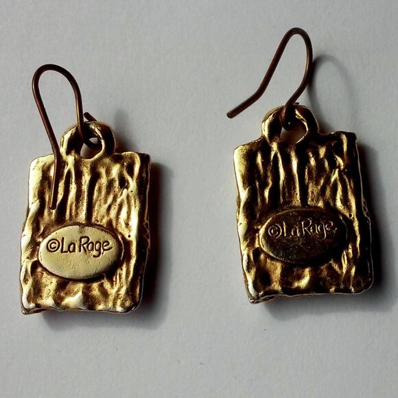 La Rage Pierced Earrings Gold Reads: SEEDS And Picture Of A Tomato On The Front - Picture 3 of 4